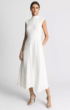 #ad Premium Quality REISS WHITE LIVVY OPEN BACK MIDI DRESS, Fashion Dress Dresses Coats, Open Back Midi Dress, Reiss Women, Delicate Jewellery, Bow Style, Trousers Jeans, Centre Stage, Tie Bow, Jeans Leggings