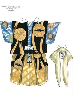 an illustration of a japanese kimono with two different types of hair and makeup on it