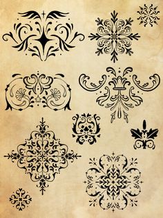 an old paper with different designs on it