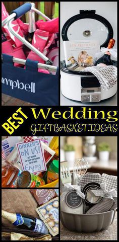 a collage of photos with the words, wedding gifts and utensils in them