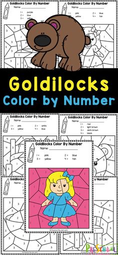 the goldilocks color by number worksheet with pictures and numbers to help students learn