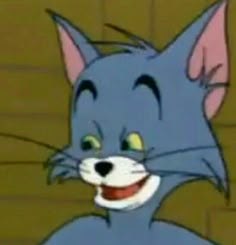 an animated blue cat with the caption'ara ara'in front of it