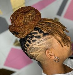 Loc Bangs And Bun, Locs Shaved Sides, Loc Mohawk Styles, Shaved Natural Hair, Loc Mohawk, Bible Pillow, Hairstyles Dreads