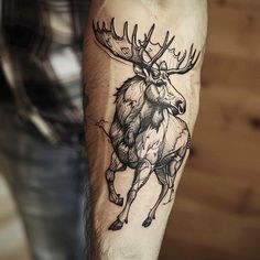 Moose Tattoo Blueprint Pack Feminine Moose Tattoo, Moose Tattoo Men, Moose Antler Tattoo, Woodsy Tattoos, Moose Tattoos, Bear Tattoos For Men, Nature Sketches Pencil, Elk Tattoo, Antler Tattoo