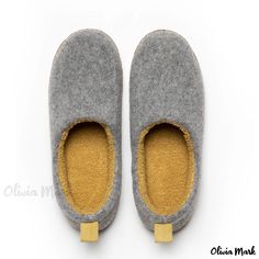 Olivia Mark - Premium Anti-Slip Plush Winter Slippers for Home Use Cotton Slippers, Large Size Womens Shoes, Mary Jane Platform Shoes, Cotton House, Felt Shoes, Comfort Gray, Bedroom Slippers, Shoe Sole, Winter Slippers