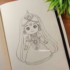 Radha Rani Drawing Easy Sketch, Indian God Drawing Easy, Radha Krishna Cute Drawings, Radha Drawing Easy, Radha Rani Sketch, Radha Rani Drawing, Radha Krishna Drawing, Ek Onkar