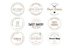 the logos for sweet bakery, fresh baked goods and dessert shop on white background royalty illustration