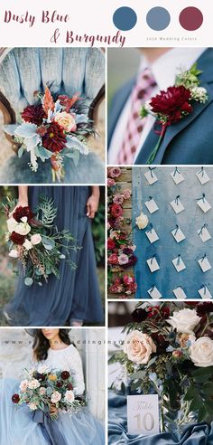 the color palette is dusty blue and burgundy