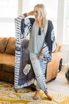 Spellbound Tie Dye Kimono - Black | Three Bird Nest Poet Shirt, Three Bird Nest, Maxi Kimono, Bohemian Kimono, Boho Tie Dye, Floral Print Kimono, Bracelets Women, Bohemian Women, Boho Accessories