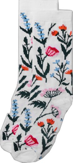 White Socks For Spring, Casual Cream Socks For Spring, White Casual Socks For Spring, Casual White Socks For Spring, Comfortable White Socks, Casual Floral Print Socks For Spring, Bug Socks, Casual Multicolor Cartoon Print Socks, Flower Socks