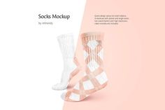 socks mockup on pink and white background