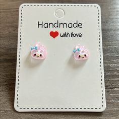 This Listing Is For A Pair Of Handmade My Melody Earrings. Earring Stud Is 5mm And Made Out Of Stainless Steel. Hypoallergenic Earring Post And Earring Back. The Charms Are Made Out Of Acrylic. Super Cute For Kids Or Adults! :) **Comes From A Smoke Free Home** Kawaii Hypoallergenic Jewelry For Birthday, Kawaii Hypoallergenic Jewelry For Birthdays, Cute Hypoallergenic Earrings, Playful Personalized Pink Earrings, Playful Pink Earrings With Cute Design, Sweet Pink Earrings As Gift, Sweet Pink Hypoallergenic Jewelry, Cute Pink Jewelry For Birthday, Whimsical Pink Jewelry With Cute Design