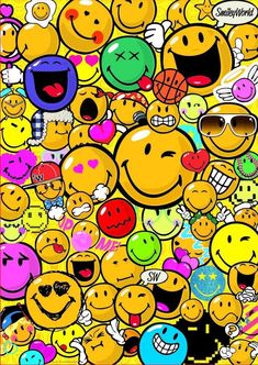 many different smiley faces with sunglasses on them