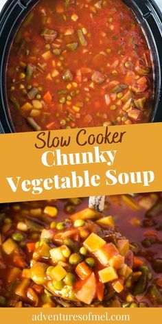 slow cooker chunk vegetable soup with text overlay