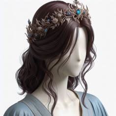 ai, digital art, image, character, illustration, cartoon, fantasy, design, animation, icons, 3D, comic, painting, manhwa, pfp, pp, cover Cool Fantasy Hairstyles, Fantasy Hairstyles Princesses, Headpiece Aesthetic, Queen Hairstyles Crown, Fantasy Crown Art, Renfaire Hair, Fantasy Hairstyles, The Butterfly Haircut