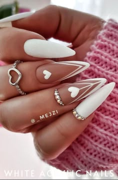 White Nail Designs, Pretty Acrylic Nails, Chic Nails, Gorgeous Nails