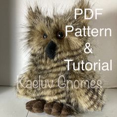 a stuffed animal is sitting on the floor with text overlay that reads pdf pattern and tutors