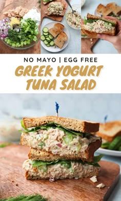 Collage of images of the tuna salad with the text, "No Mayo, Egg Free Greek Yogurt Tuna Salad." Yogurt Tuna Salad, Greek Yogurt Tuna Salad, Tuna Salad No Mayo, Tuna Salad Recipe Healthy, What Is Healthy Food, Gallbladder Diet, Healthy Foods To Make