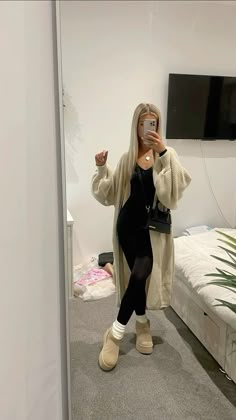 #casualoutfits #ootd #instagram #outfits #tiktok #beige #black #uggs #designerwear Graduation Celebration Outfit, Shein Winter Fits, Cute Outfits For Women In Their 20s, Cute Simple Outfits Baddie, Esthetician Outfit Ideas, Hairstylist Outfits For Work, Baddie Mom, Shein Winter Outfits, 00s Mode