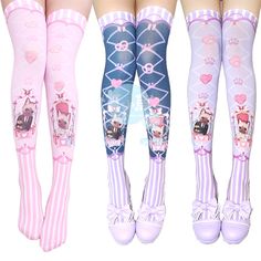 Fabric+material:+velvet+  Color+:+purple,+blue,+pink+  Size:+Free Gyaru Outfit, Pastel Goth Fashion, Style Socks, Harajuku Style, Fashion Marketing, Grunge Goth, Velvet Color, Japanese Street Fashion, Sweet Lolita