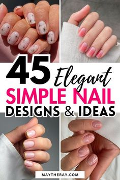 Minimalistic Design Nails, Minimalist Nail Art For Short Nails, Easy Diy Acrylic Nails, Simple French Tip Nail Designs, Flower On Nails Simple, Regular Nail Polish Designs, Short Nail Simple Designs, Minimalist Nail Art Designs Simple, Nail Art Inspo Simple