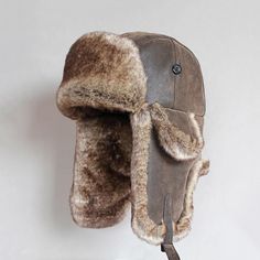 Aviator Bomber Hat Trapper Hat Men, Topi Vintage, Russian Ushanka, Trooper Hat, Fur Trapper, Fur Trapper Hat, Russian Hat, Mens Fur, Trapper Hat