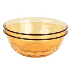 three yellow glass bowls sitting side by side