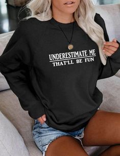 Cricut Sweatshirt, Cricut Sweatshirt Ideas, Flower Print Midi Dress, Sweatshirt Ideas, Underestimate Me, Fun Sweatshirts, Green Midi Dress, Long Sleeve Midi Dress, Casual Pullover