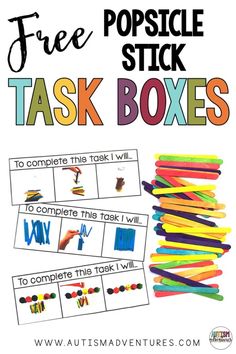 the free popsicle stick task box is an easy way to teach kids how to use pops