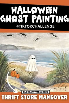 an advertisement for halloween ghost painting with the title, trick store makeover on it