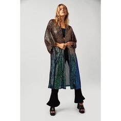 Have A Moment In This Head-Turning Sequin Kimono, Featured In A Fully Embellished Style To Add Some Serious Sparkle To Any Look. Fit: Midi Length, Relaxed Fit Features: Semi-Sheer Fabrication, All-Over Sequin Embellishment, Open Front Design, Long Relaxed Sleeves, Contrast Sequin Icicle Design Why We <3 It: Wear This Iconic Piece With Even Your Most Casual Pieces To Give Them Some Oomph. Care/Import Hand Wash Cold Import Contents 96% Polyester, 4% Spandex Brand New Items 100% Authentic Line Thro Casual Pieces, Sequin Kimono, Sequin Embellishment, Front Design, Free People Tops, Front Open, Midi Length, New Items, Tunic Tops