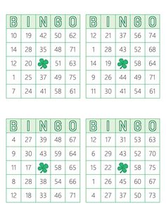 two green and white printables with numbers for the same number, one in each row