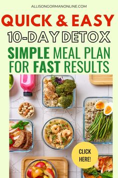 Revitalize your wellness with this straightforward 10-Day Detox plan! Embrace a healthier lifestyle with this simple, clean meal plan, and quick, easy recipes designed for fast results. Begin your transformation today! #DetoxJourney #HealthyLiving #WellnessTransformation Clean Meal Plan, Simple Meal Plan, Quick Easy Recipes