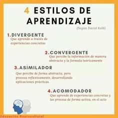 a poster with the words 4 estilos de aprendizaje written in spanish