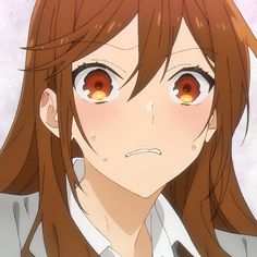 an anime character with long hair and red eyes looking at the camera, while wearing a white shirt