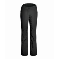 the women's ski pants are black and have zippers on each side,