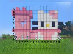 an image of a pink hello kitty in the middle of a field with numbers on it