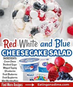 red, white and blue cheesecake salad with yogurt