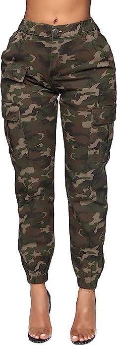 Army Cargo Pants, Tapered Sweatpants, Feminine Shoes, Jogger Pants Casual, Camo Cargo Pants, Double Denim, Camo Pants, Cargo Joggers, Small Dress