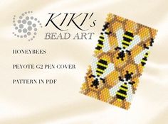 an image of a cross stitch pattern for a bead art book cover with bees on it