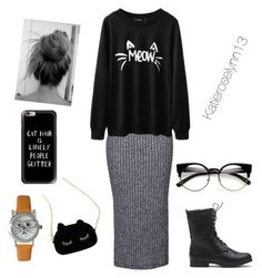 "Meow cat lover modest outfit" by katieroselynn13 on Polyvore featuring Topshop, WithChic, Olivia Pratt and Casetify Apostolic Clothing, Modest Clothes, Modest Outfit, Fashion Things, Modest Dress, Black Combat Boots, Dressy Casual, Clothing Ideas