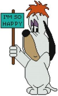 a cartoon dog holding a sign that says i'm so happy