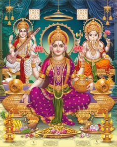 the hindu goddess with her attendants