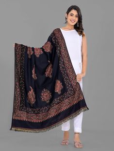 "Item Description  Item - 1 PC Wool Reversible Kullu Shawl Fabric - Wool Pattern :- Floral Weight - : 0.385 Kg (Approx) Size : 80\" x 40\" Inches ( 203 X 101 Cm) (Approx) Wash Care - Dry Clean / Hand Wash in Cold Water Product Description * Beautiful Designs, made From Rare High Quality Materials. Each Piece is A Testimony To Superior Craftsmanship And Skillful Weaving. Used :- Shawl, Meditation Wrap, Winter Blanket, AC Throw, Kullu - Khaddi weave inspired from the design language of the traditi Designer Shawl, Winter Blanket, Winter Blankets, Wool Shawl, Design Language, Scarf Wrap, Beautiful Design, Scarf Accessory, Shawl