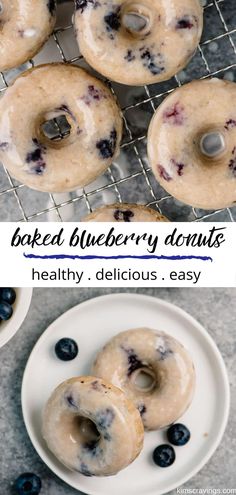 baked blueberry donuts on a cooling rack