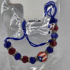 Brand New Puerto Rico Flag Adjustable Bracelet With Blue String With Red And Blue Beaded Cubic Zirconia Stones Adjust To Your Wrist One Bracelet Come With Free Jewelry Bag Nwt Shipping From Ny Free Shipping - After 2 Items Automatic 10% Off After 4 Items With Free Shipping Send Me A Message To Do The Bundle Deal Spinner Wedding Rings, Motorcycle Chain Bracelet, Bullet Necklace, Puerto Rico Flag, Skull Pendant Necklace, After 4, Turquoise Bracelet Cuff, Adjustable Jewelry, Braided Leather Bracelet