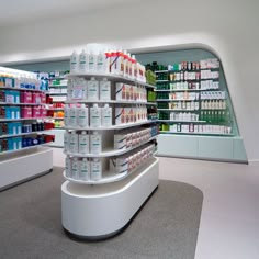 a pharmacy store filled with lots of bottles