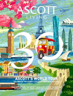 an advertisement for the 30th anniversary of ascott's world tour in paris