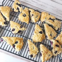 blueberry scones cooling on a wire rack