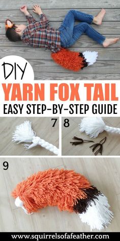 an easy diy yarn fox tail for halloween